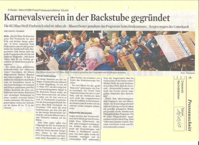 Zeitungsartikel KSTA 10.10.17 - Festkommers
