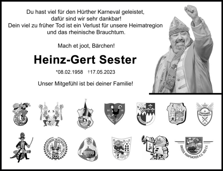 Todesanazeige Heinz-Gert Bärchen Sester